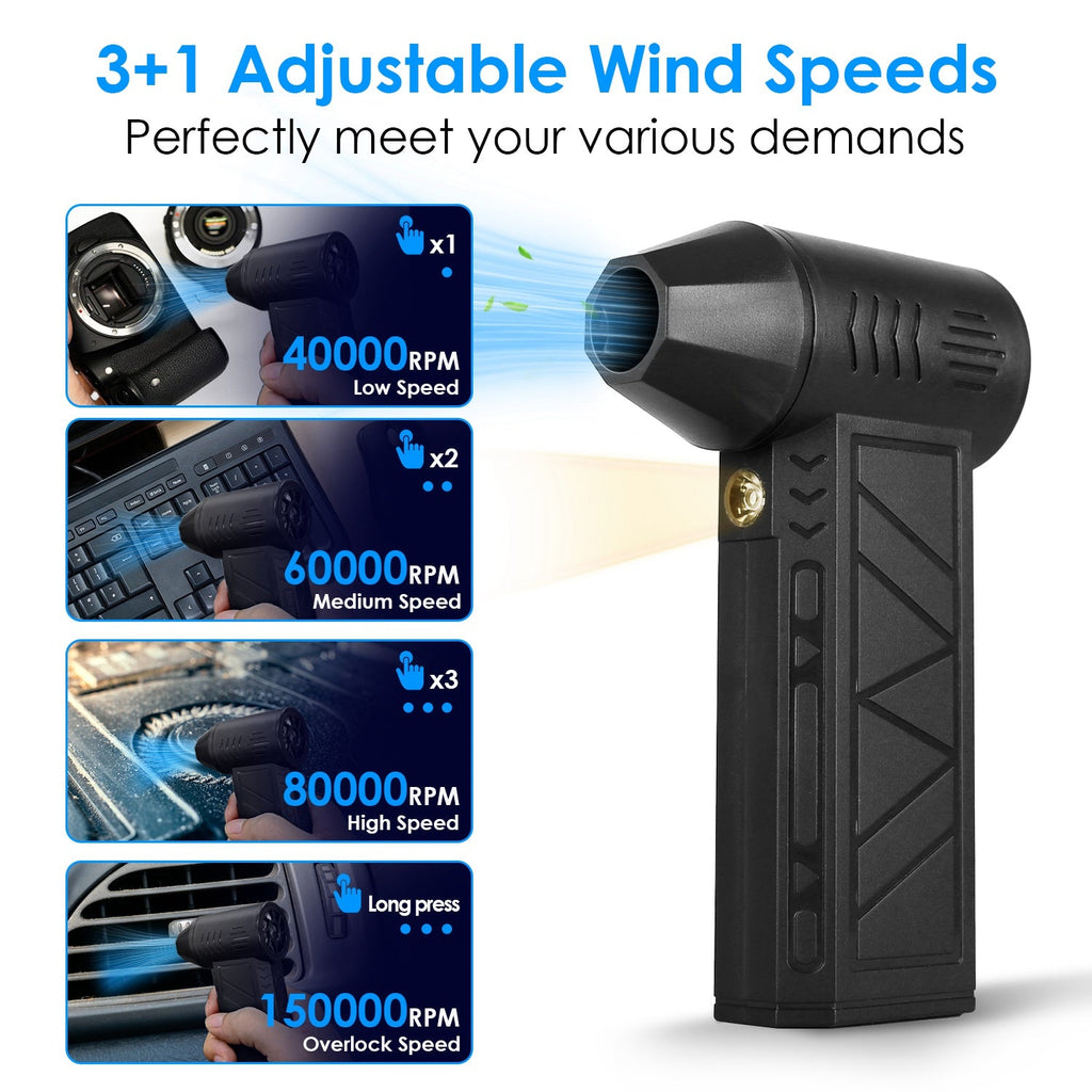 1Pc Compressed Air Duster with LED Light, up to 150000RPM Speed for PC