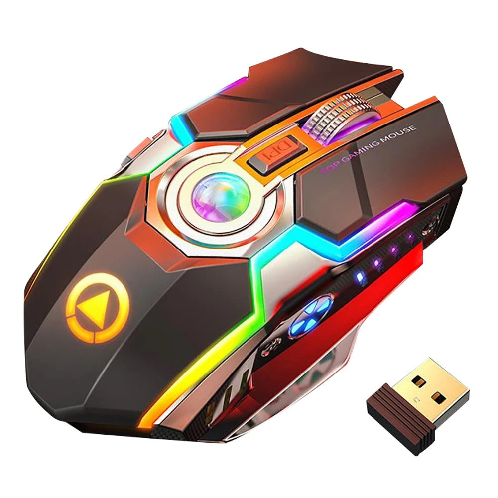Wireless RGB Rechargeable Gaming Mouse with Mute Button