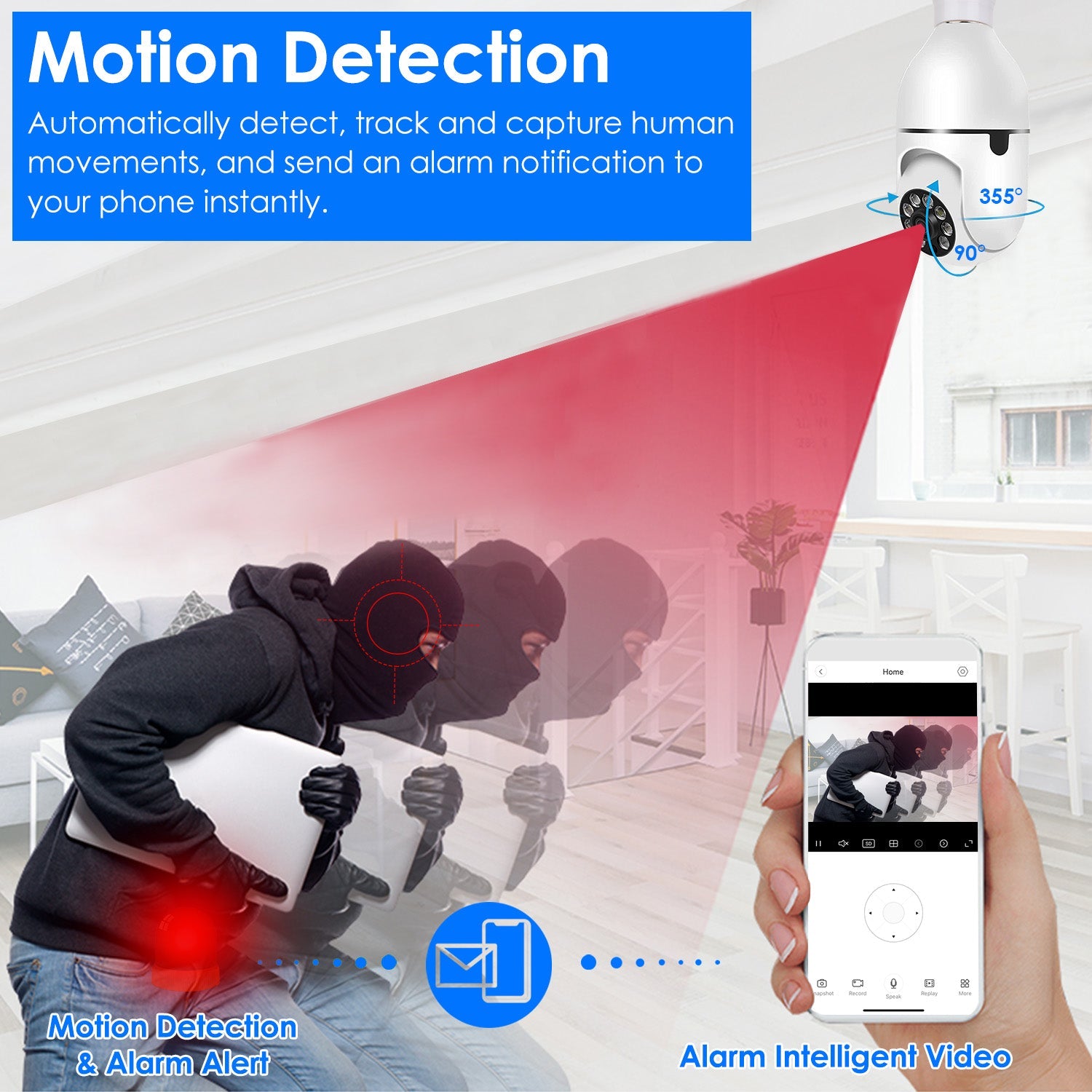 1Pc E27 WiFi Bulb Camera 1080P FHD WiFi IP Pan Tilt Security