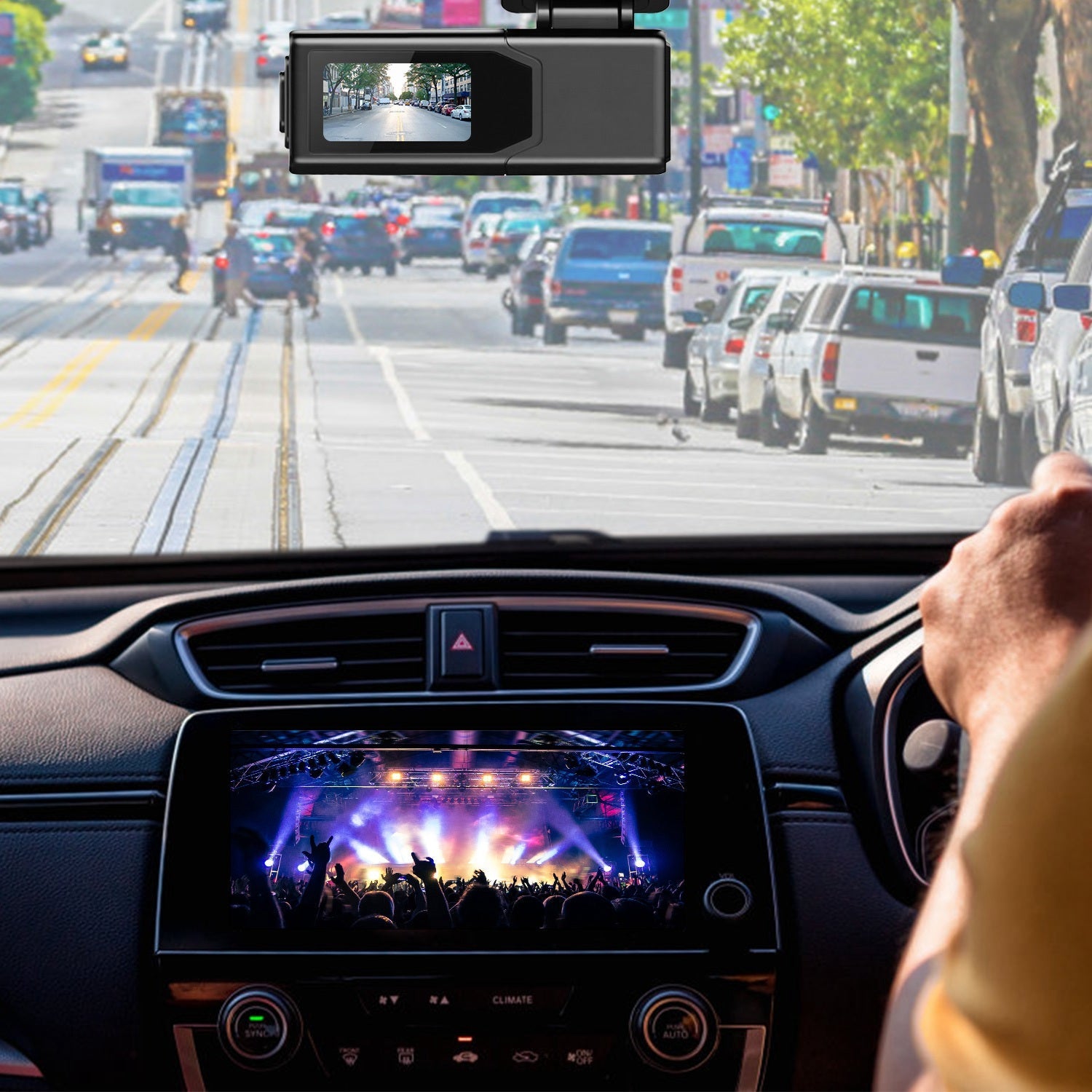 1Pc 2K HD Front Dash Cam For Car With IPS Screen Night Vision Loop