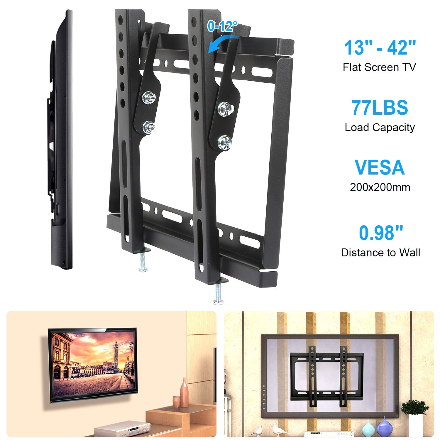 TV Wall Mount Bracket Tilt For 13in-42in LED LCD PLASMA Flat TV VESA