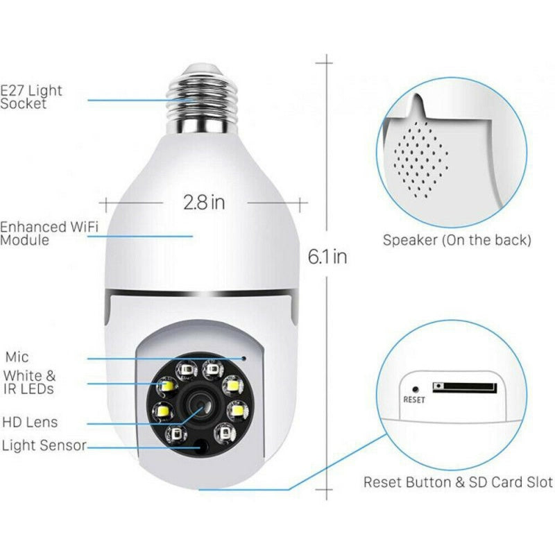 IR E27 Light Bulb Camera 1080P HD Wireless Wifi Smart Home Security