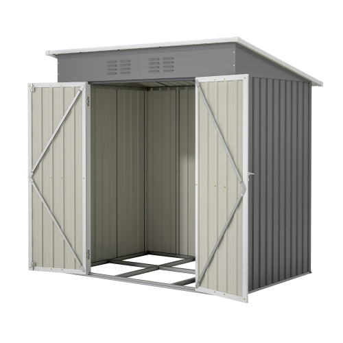 6'x4' Outdoor Metal Storage Shed For Garden Tools Lockable Door With