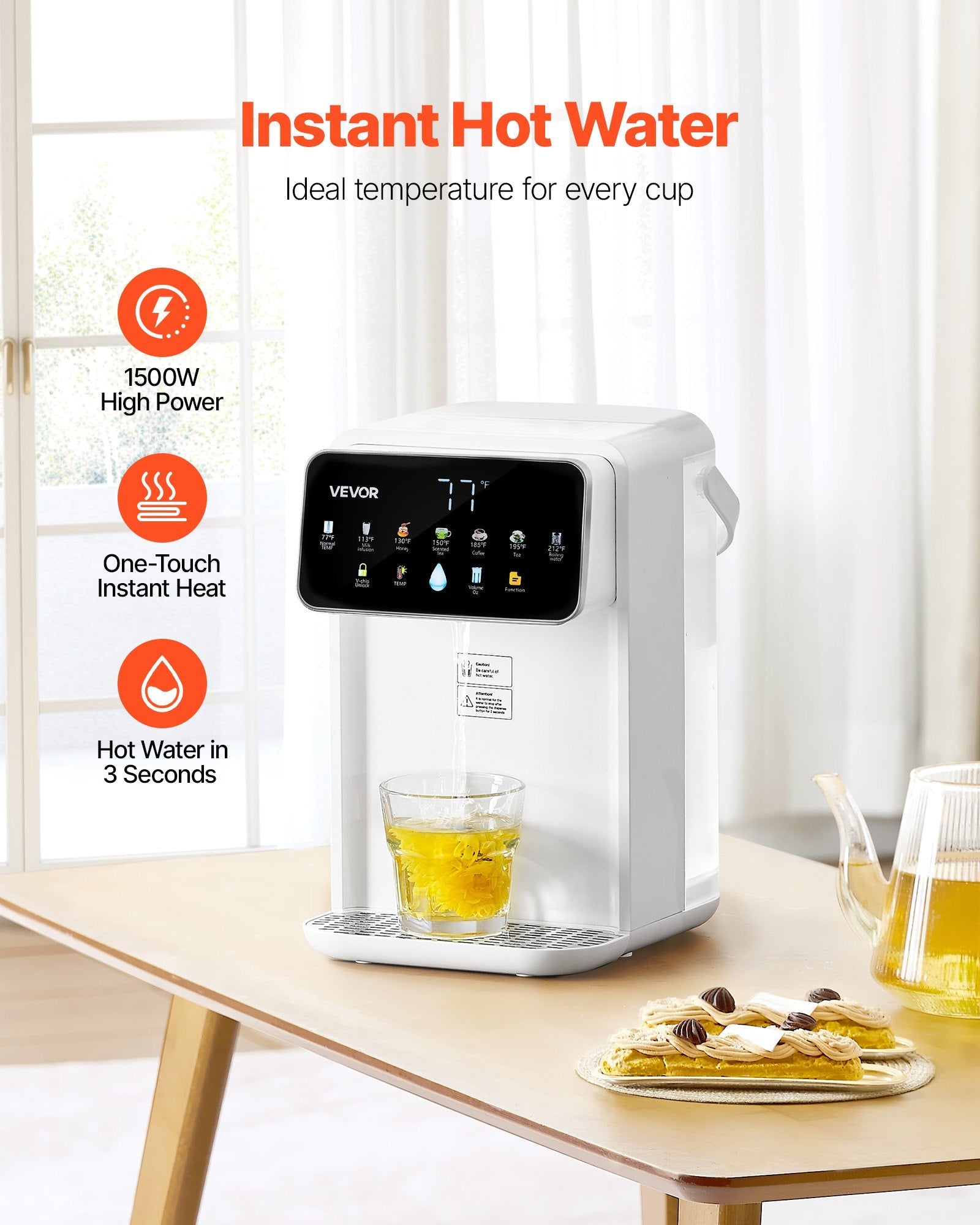 Comptoir Distributeur D'eau Chaude Instantané Avec 7 Températures 7 Volumes 118oz