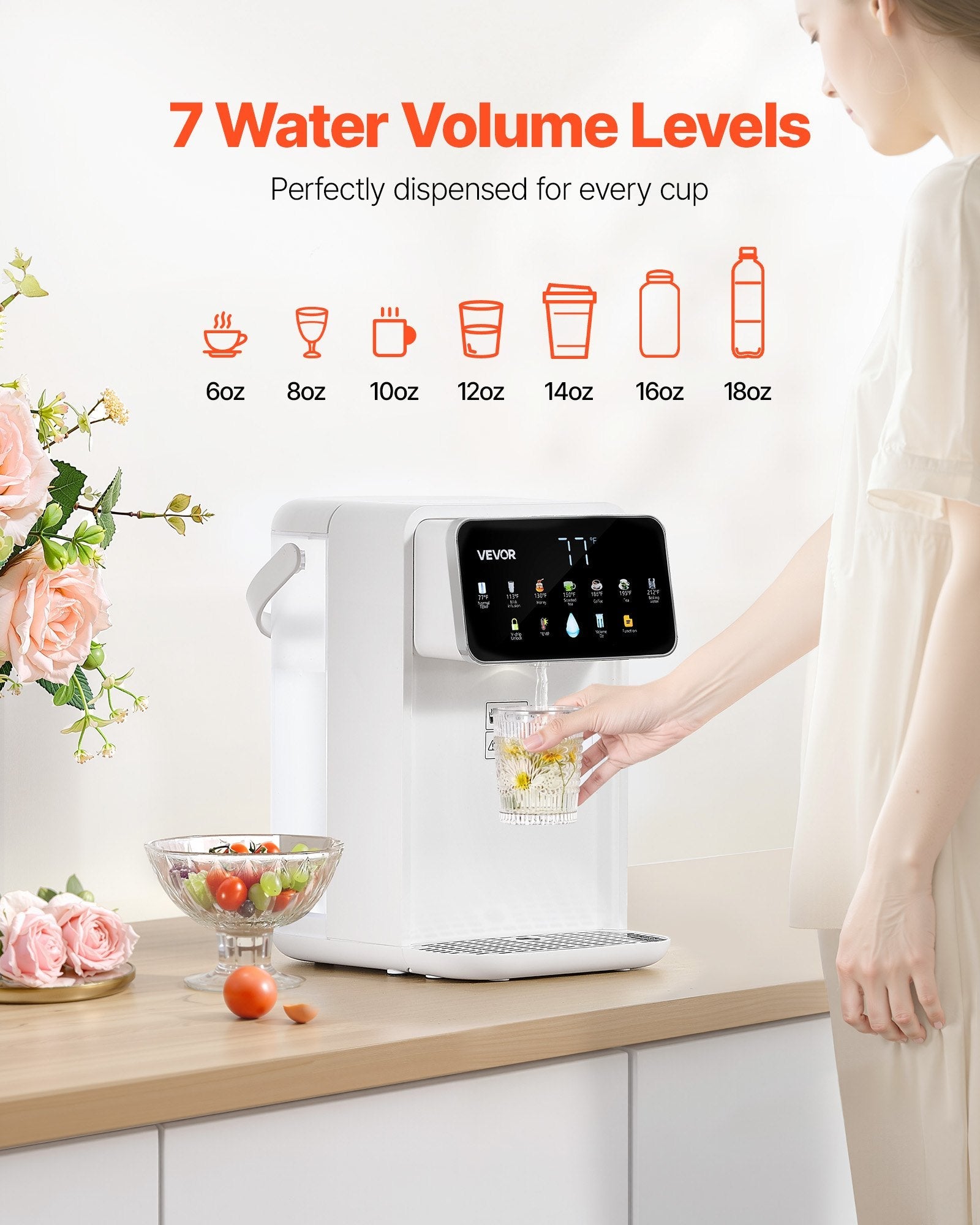 Comptoir Distributeur D'eau Chaude Instantané Avec 7 Températures 7 Volumes 118oz