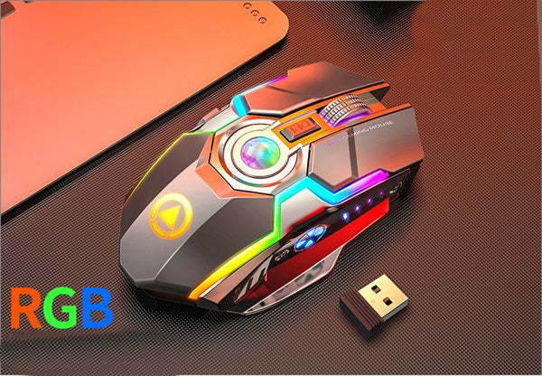 Wireless RGB Rechargeable Gaming Mouse with Mute Button