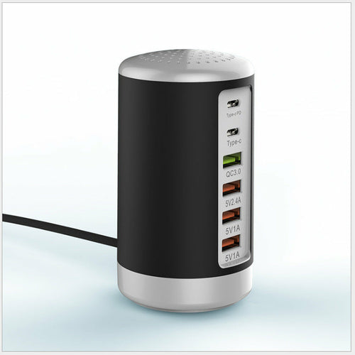 6-Port Cylindrical Adapter 65W High-Power Fast Charge