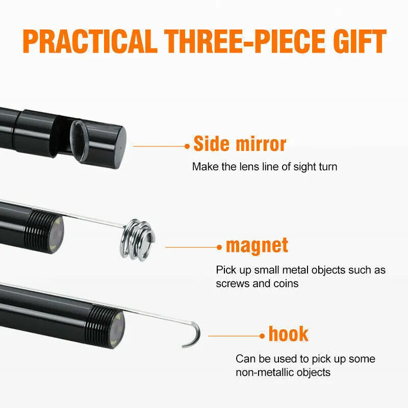 5M 6LEDs Snake Endoscope Borescope 8mm Inspection USB Camera Scope For