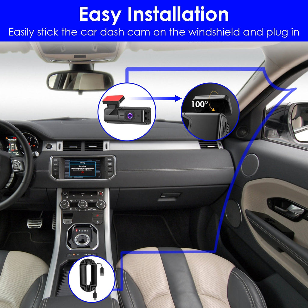1Pc 2K HD Front Dash Cam For Car With IPS Screen Night Vision Loop