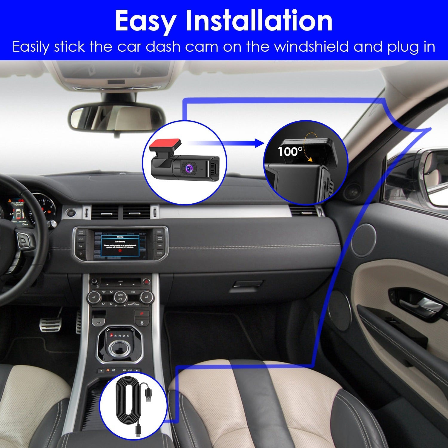 1Pc 2K HD Front Dash Cam For Car With IPS Screen Night Vision Loop