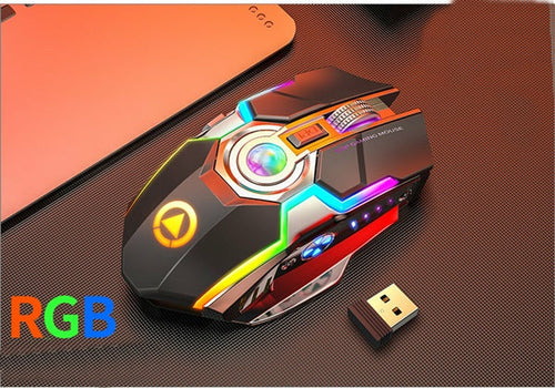 Wireless RGB Rechargeable Gaming Mouse with Mute Button