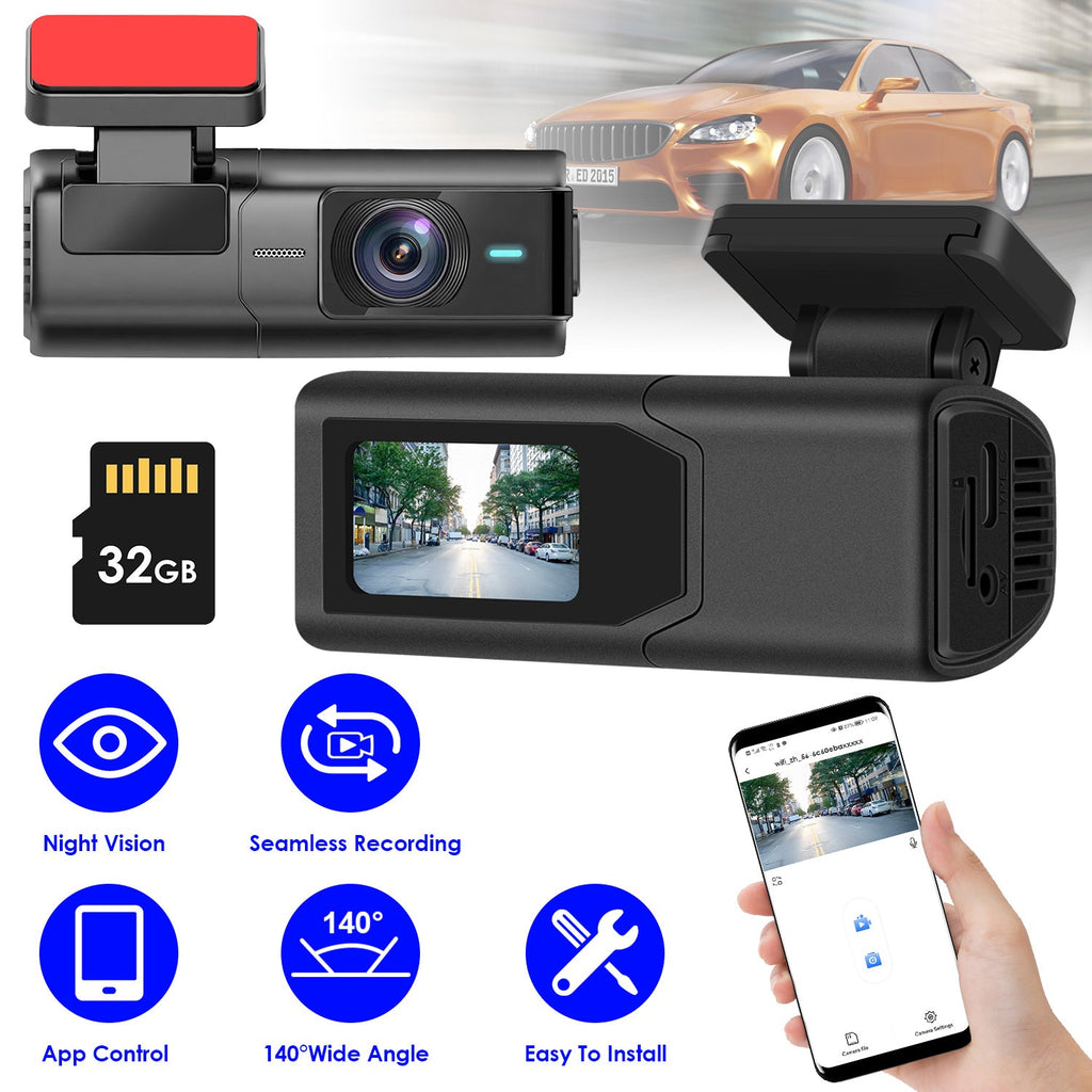 1Pc 2K HD Front Dash Cam For Car With IPS Screen Night Vision Loop