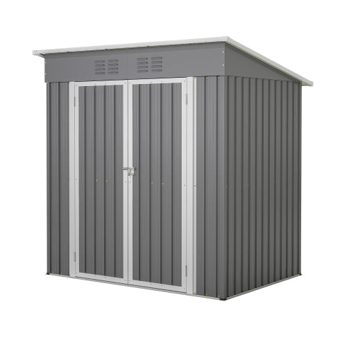 6'x4' Outdoor Metal Storage Shed For Garden Tools Lockable Door With