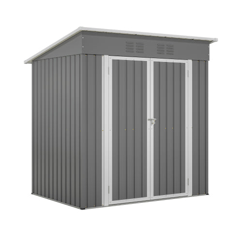 6'x4' Outdoor Metal Storage Shed For Garden Tools Lockable Door With
