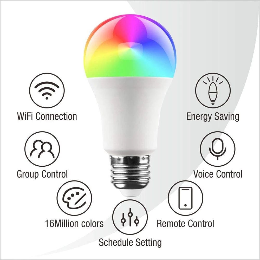 Smart Bulb E26 Wi-Fi Light Compatible with Tuya Alexa Google Assistant