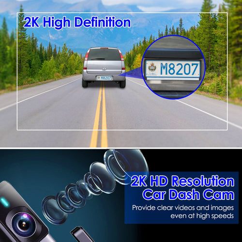 1Pc 2K HD Front Dash Cam For Car With IPS Screen Night Vision Loop