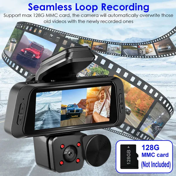 1080P FUD 3-Channel WiFi Dash Cam 170° Wide Angle Triple Car Camera