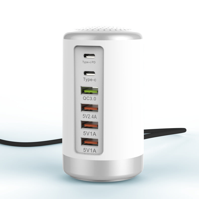 6-Port Cylindrical Adapter 65W High-Power Fast Charge