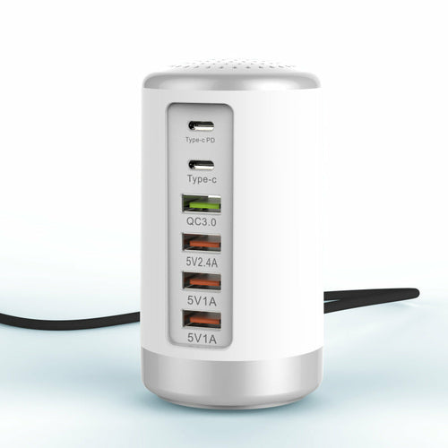 6-Port Cylindrical Adapter 65W High-Power Fast Charge